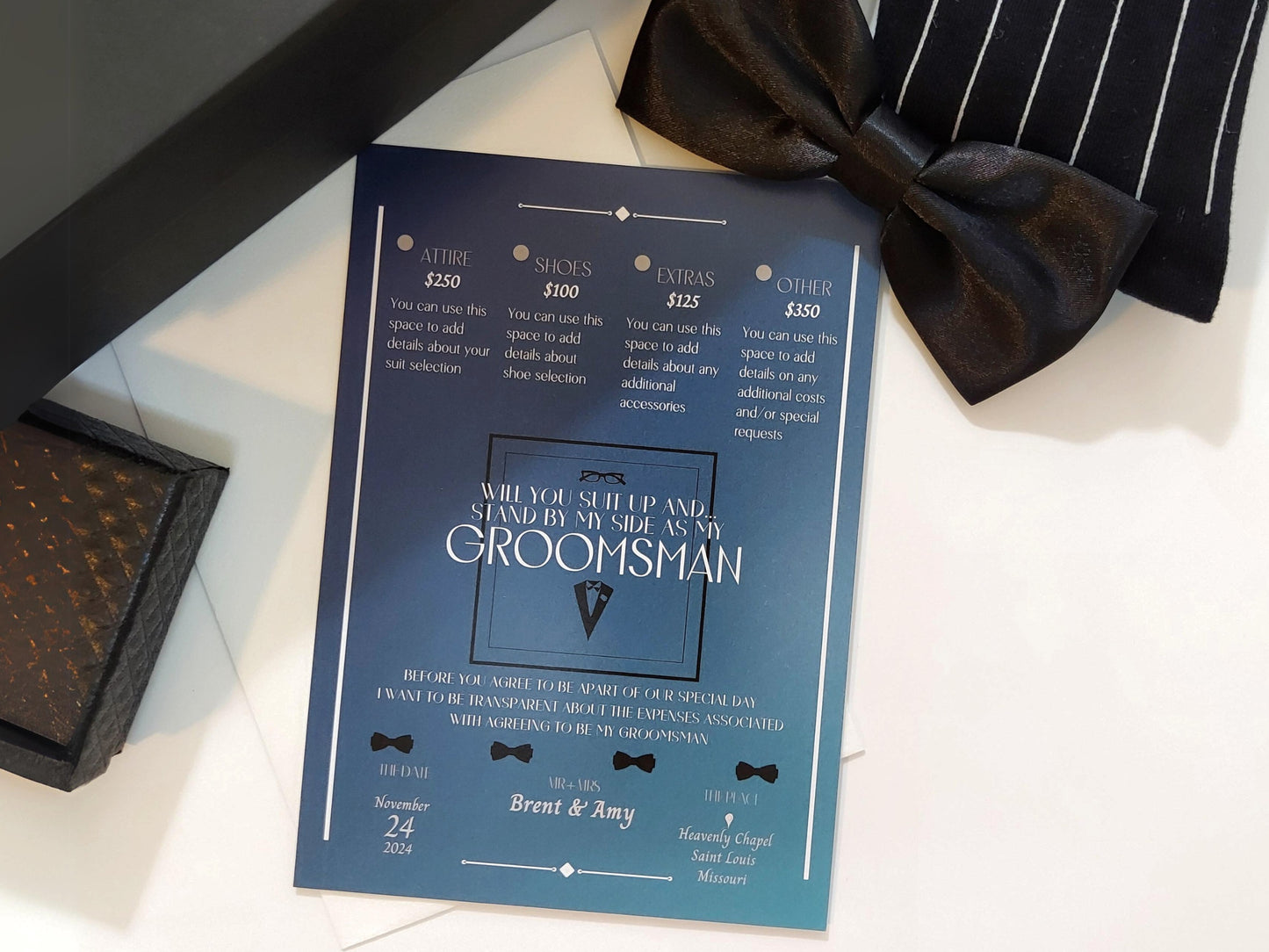 Editable Groomsman Info Card | Groomsman Proposal Template | Bridal Party Details Card | Will you be my Groomsman - GMD2