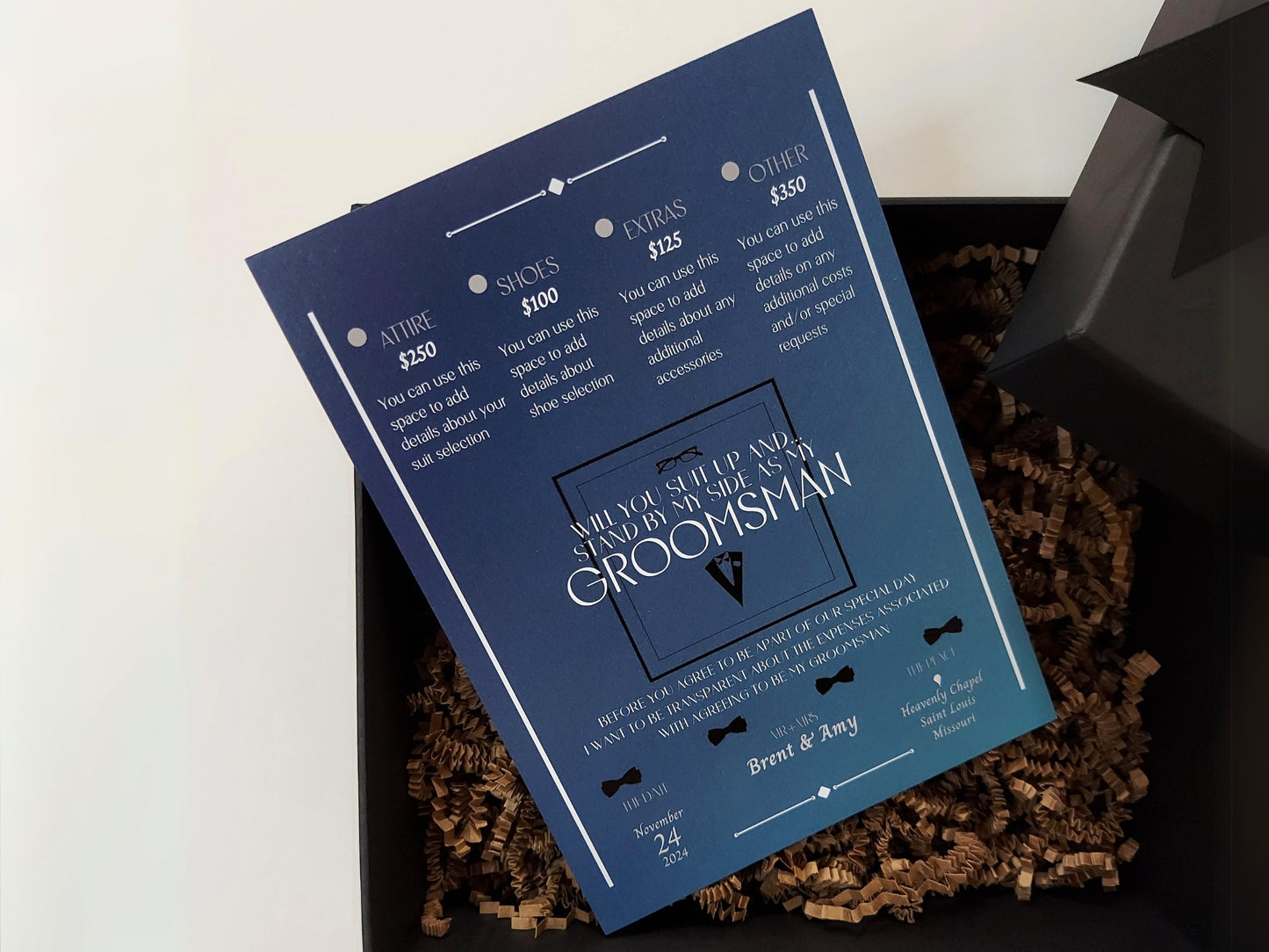 Editable Groomsman Info Card | Groomsman Proposal Template | Bridal Party Details Card | Will you be my Groomsman - GMD2