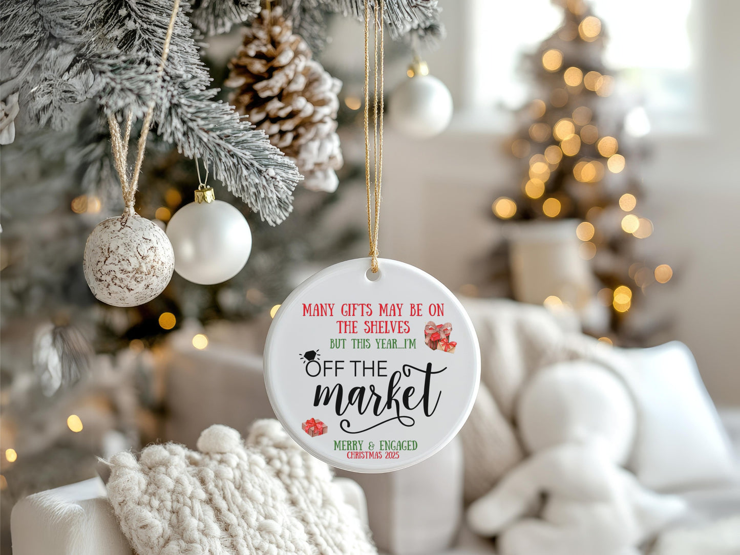 “Off the Market” Engagement Christmas Ornament 2025 – Romantic Holiday Gift for Engaged or Newly Married Couples