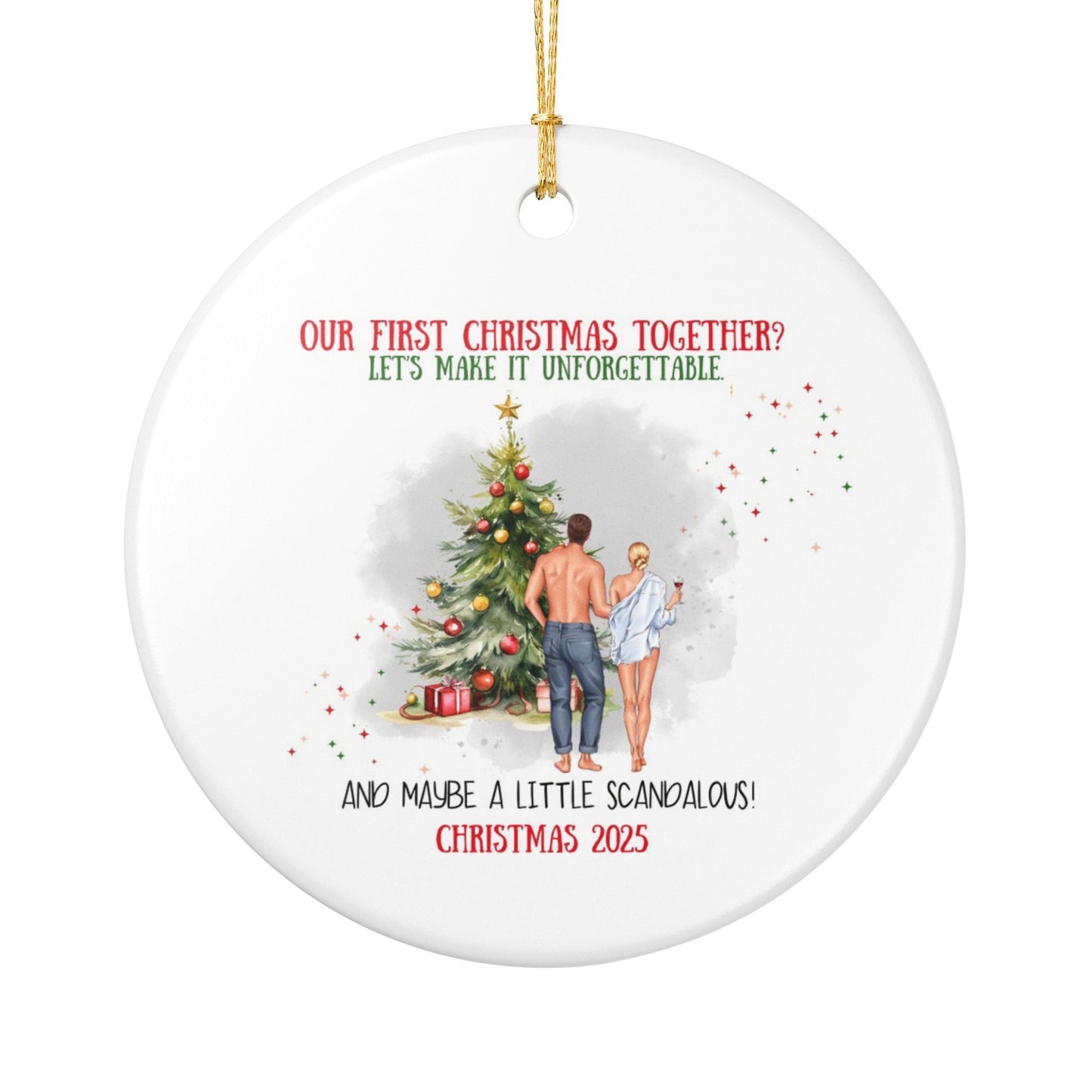 “Our First Christmas Together” Ceramic Ornament 2025 – Romantic Newlywed Keepsake Gift for Couples