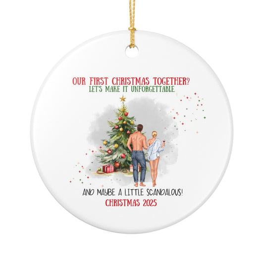 “Our First Christmas Together” Ceramic Ornament 2025 – Romantic Newlywed Keepsake Gift for Couples