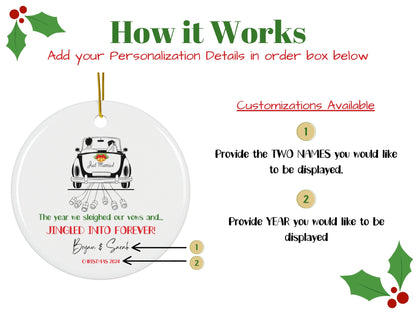 Jingled into Forever 2025 Custom Ornament, Wedding Holiday Gift