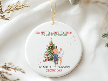 “Our First Christmas Together” Ceramic Ornament 2025 – Romantic Newlywed Keepsake Gift for Couples