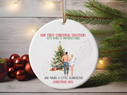 “Our First Christmas Together” Ceramic Ornament 2025 – Romantic Newlywed Keepsake Gift for Couples