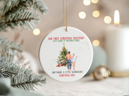 “Our First Christmas Together” Ceramic Ornament 2025 – Romantic Newlywed Keepsake Gift for Couples