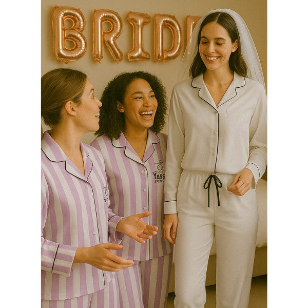 Bridesmaid Pajama Set, Bridal Party Pajamas, Women Matching Pajamas, Bachelorette Party Pajama Sets, Bride Squad, Bridesmaid Proposal Gift - She Said Yasss